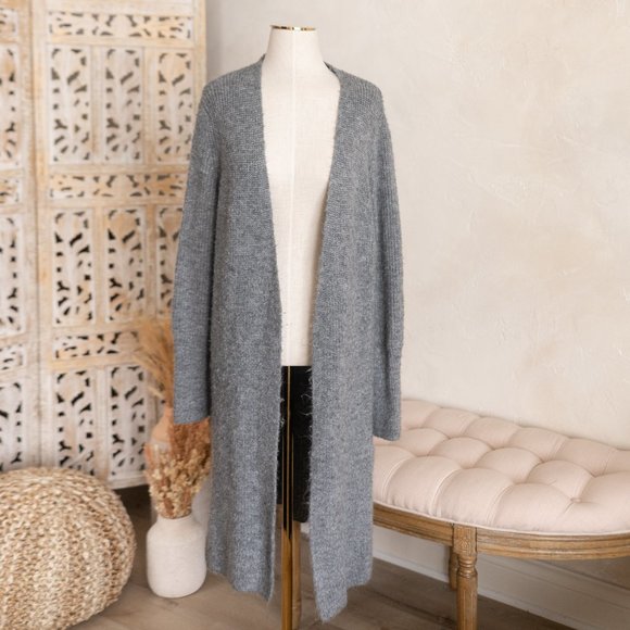 Women’s Halogen Gray‎ Long Open Front Wool Blend Cardigan size M - Picture 3 of 11